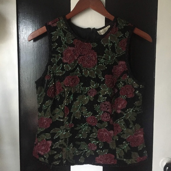 Vintage Silk Beaded Formal Tank Top - Picture 3 of 4